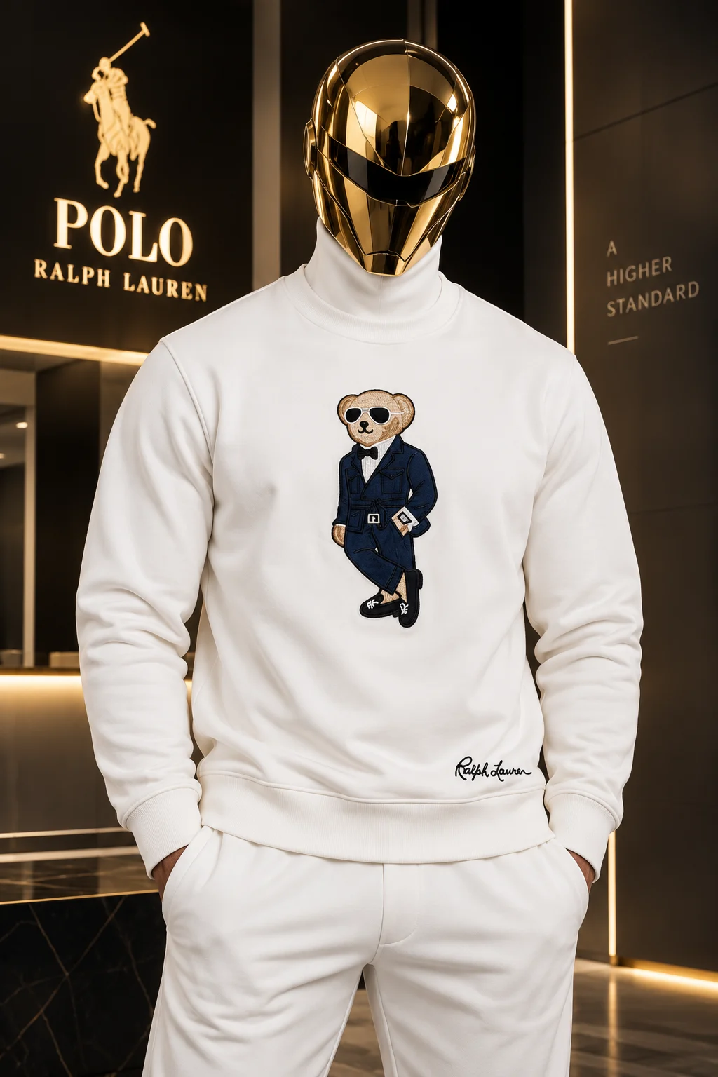 Мъжка бяла блуза Polo Ralph Lauren с Polo Bear