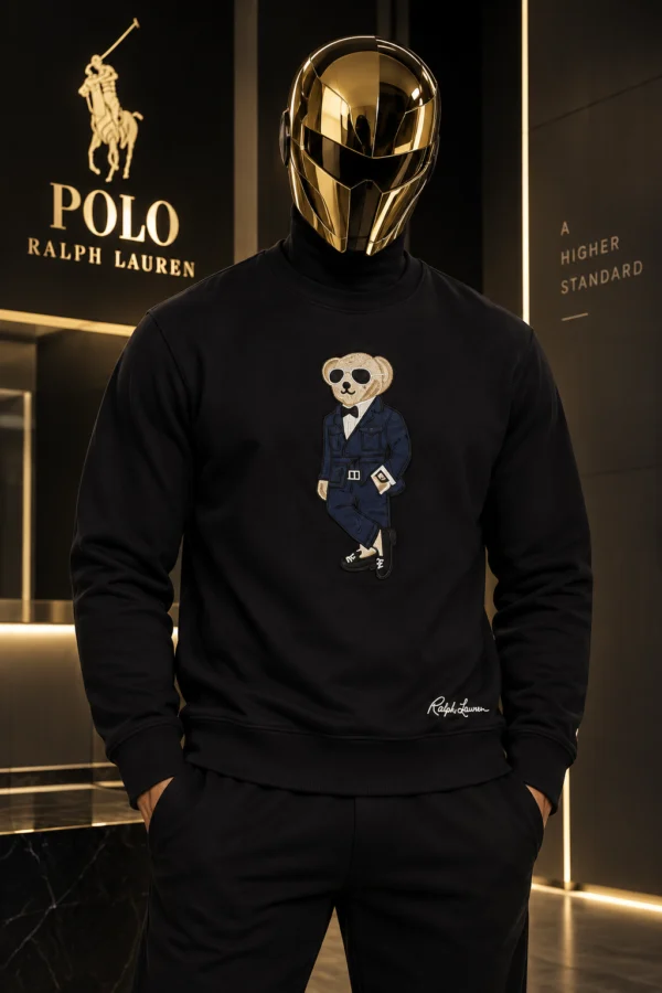 Мъжка черна блуза Polo Ralph Lauren с Polo Bear