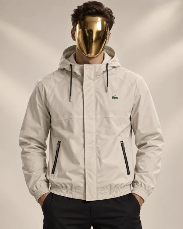 Мъжка светлобежова ветровка Lacoste с качулка
