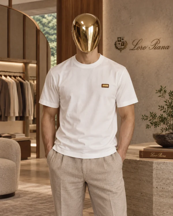 Мъжка бяла тениска Loro Piana с лого