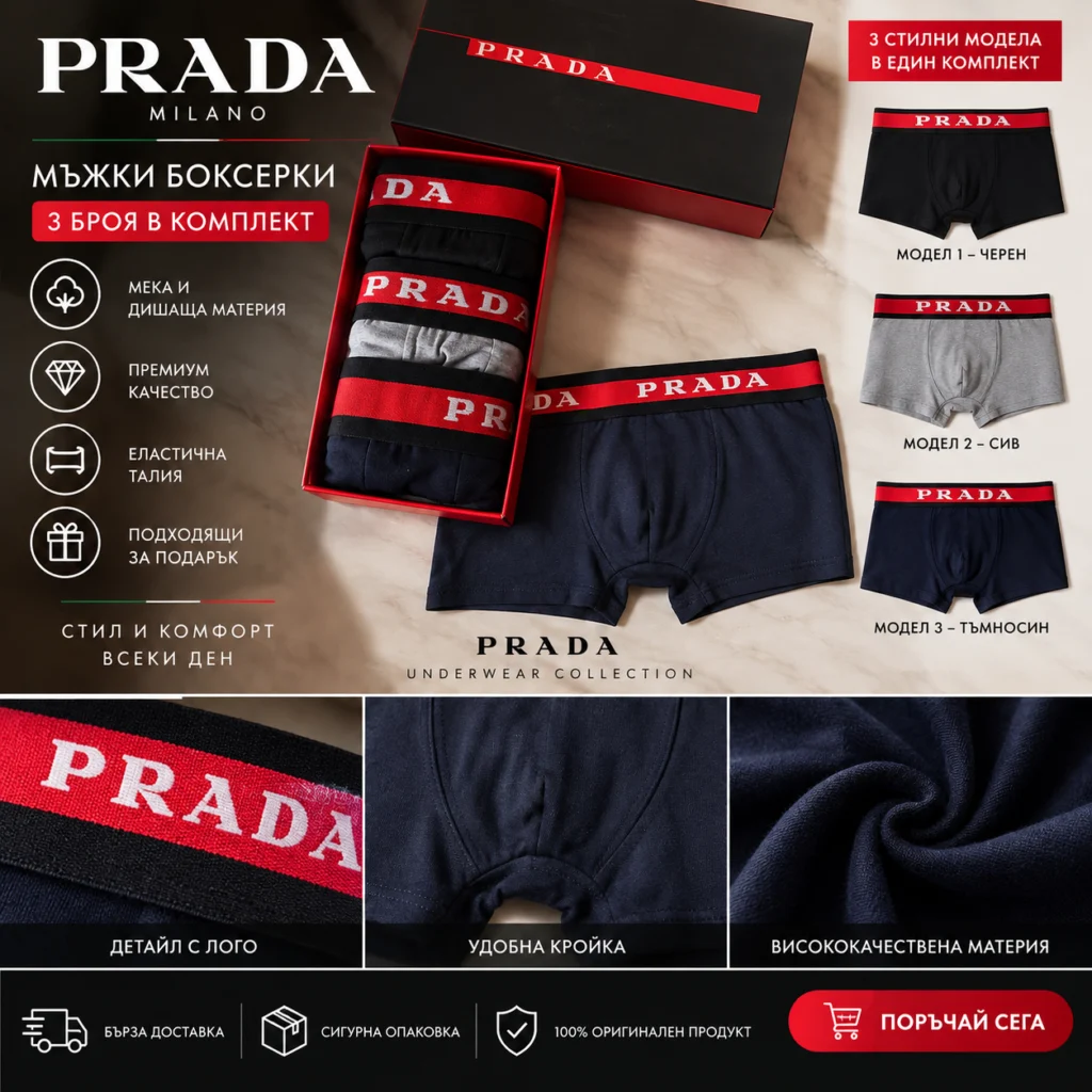 Мъжки боксерки Prada – 3 броя