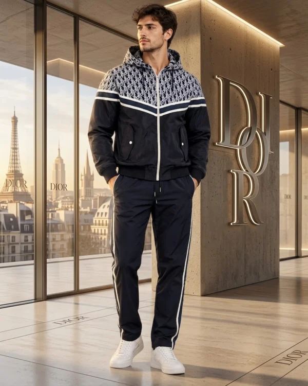 Мъжки спортен екип Dior в тъмносиньо с монограм